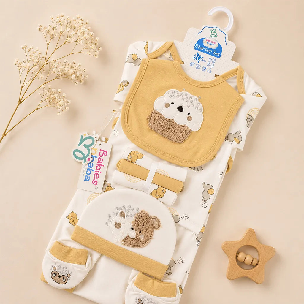 BABY STARTER SET 10 PIECES BEAR/CUPCAKE BROWN
