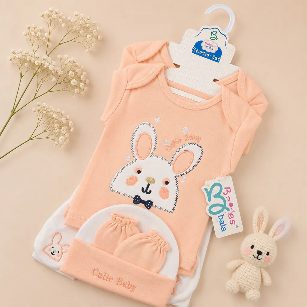 BABY STARTER SET 11 PIECES RABBIT PEACH