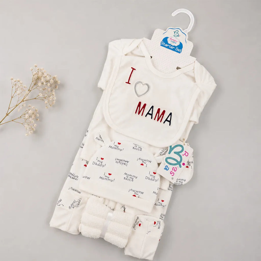 BABY STARTER SET 11 PIECES I LOVE MAMA WHITE