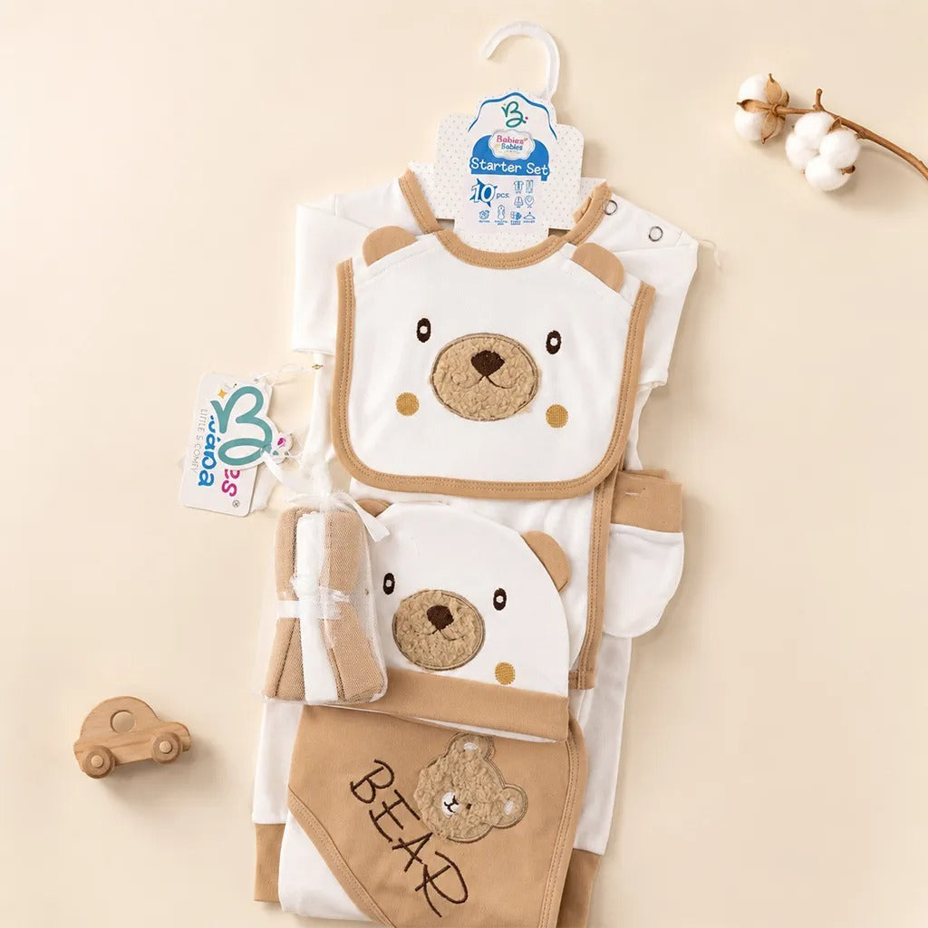 Newborn Starter Set 10-Piece, Brown Button Bear – additional product view 10 of 10