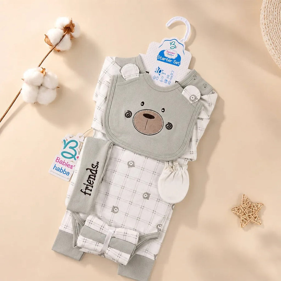 Newborn Starter Set 10-Piece, Grey Check Bear – additional product view 9 of 9