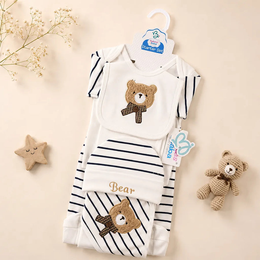 BABA STARTER SET 7 PIECES EMB BEAR NAVY BLUE