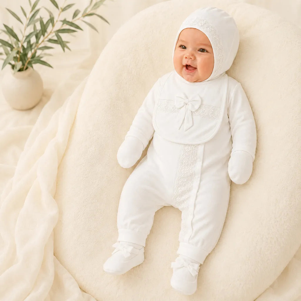 BABY STARTER SET 8 PIECES WHITE LACE DESIGN - image 2