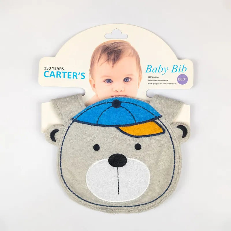 CHINA BABY BIB VELVET BEAR GREY