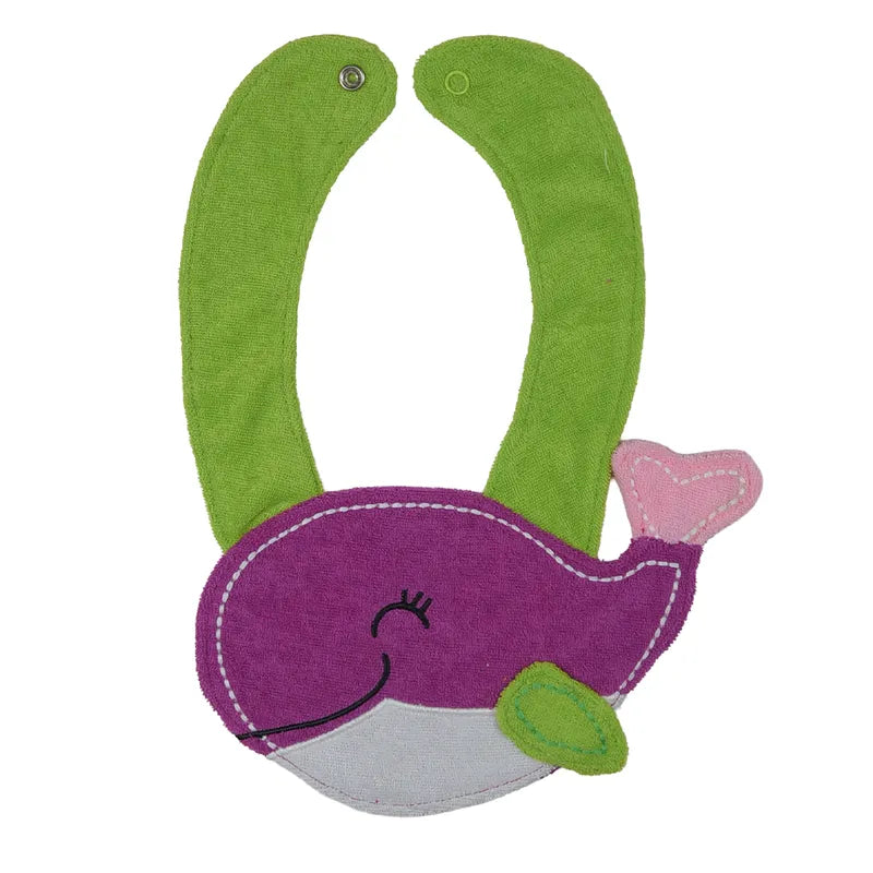 CHINA BABY BIB VELVET DOLPHIN GREEN