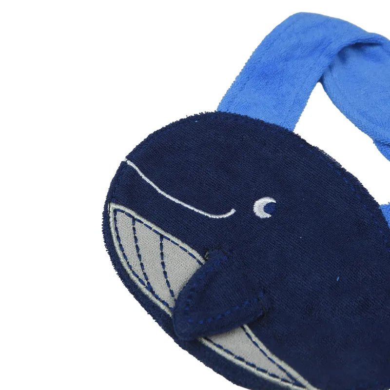 CHINA BABY BIB VELVET SHARK BLUE