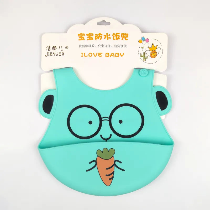 CHINA BABY SILICONE BIB RABBIT GREEN