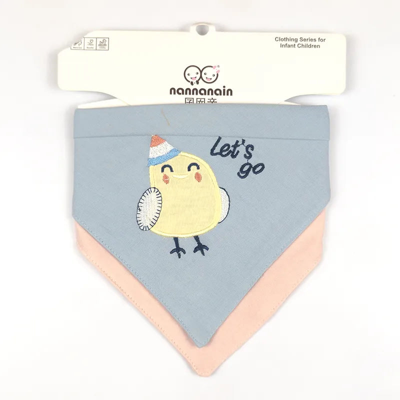 CUTE MANGO EMBROIDERY BABY TRIANGLE BIBS PINK & BLUE COTTON (PACK OF 2) - image 2