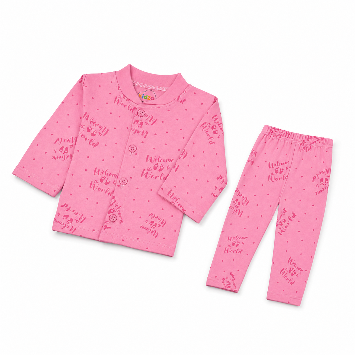Kidzo Baby 2pcs Suit Welcome to The World Printed Pink