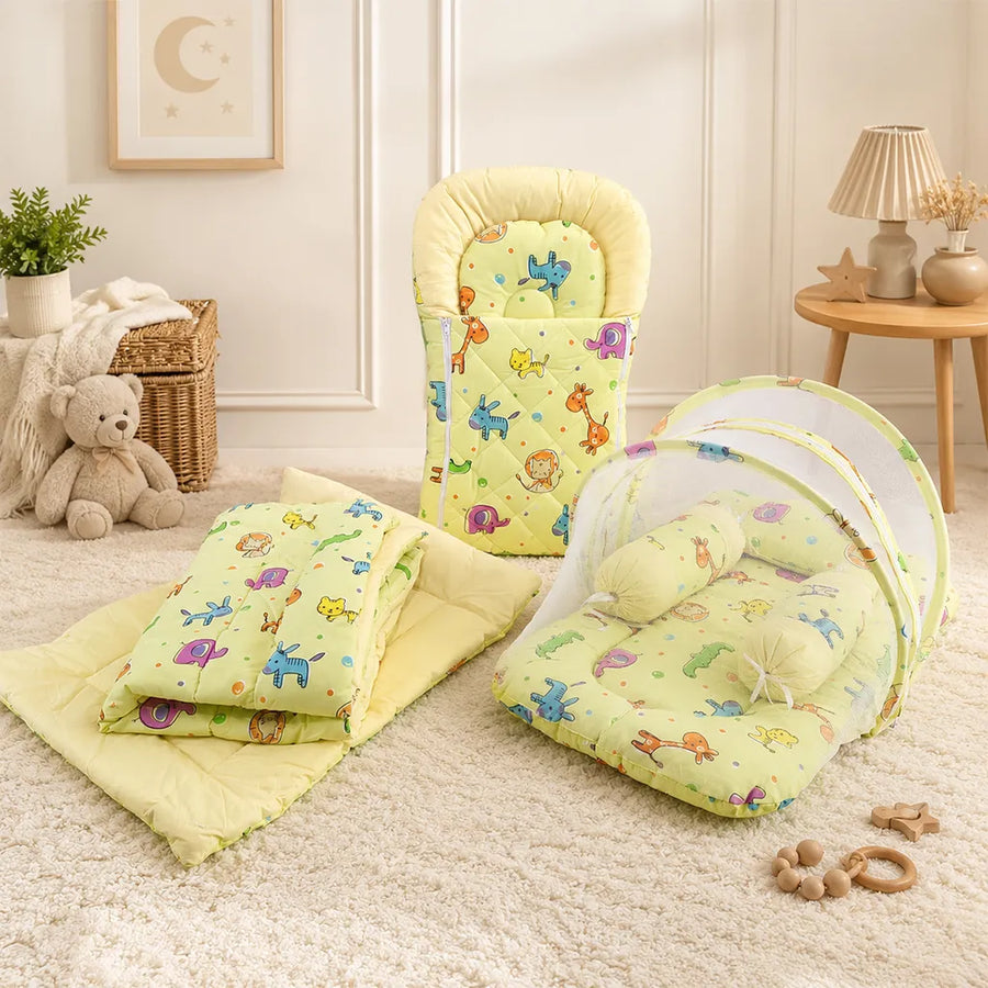 DUBAI 8PCS BED SET MULTI ANIMALS YELLOW