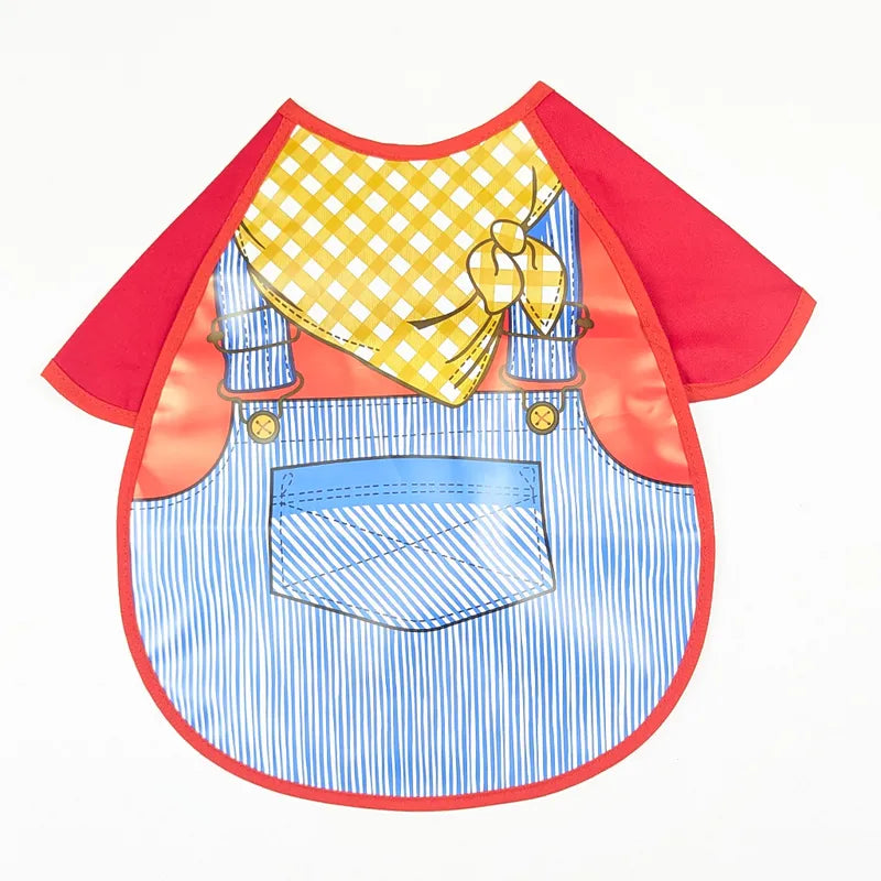 DUNGAREE PRINT BABY APRON BIB WATERPROOF FULL COVER