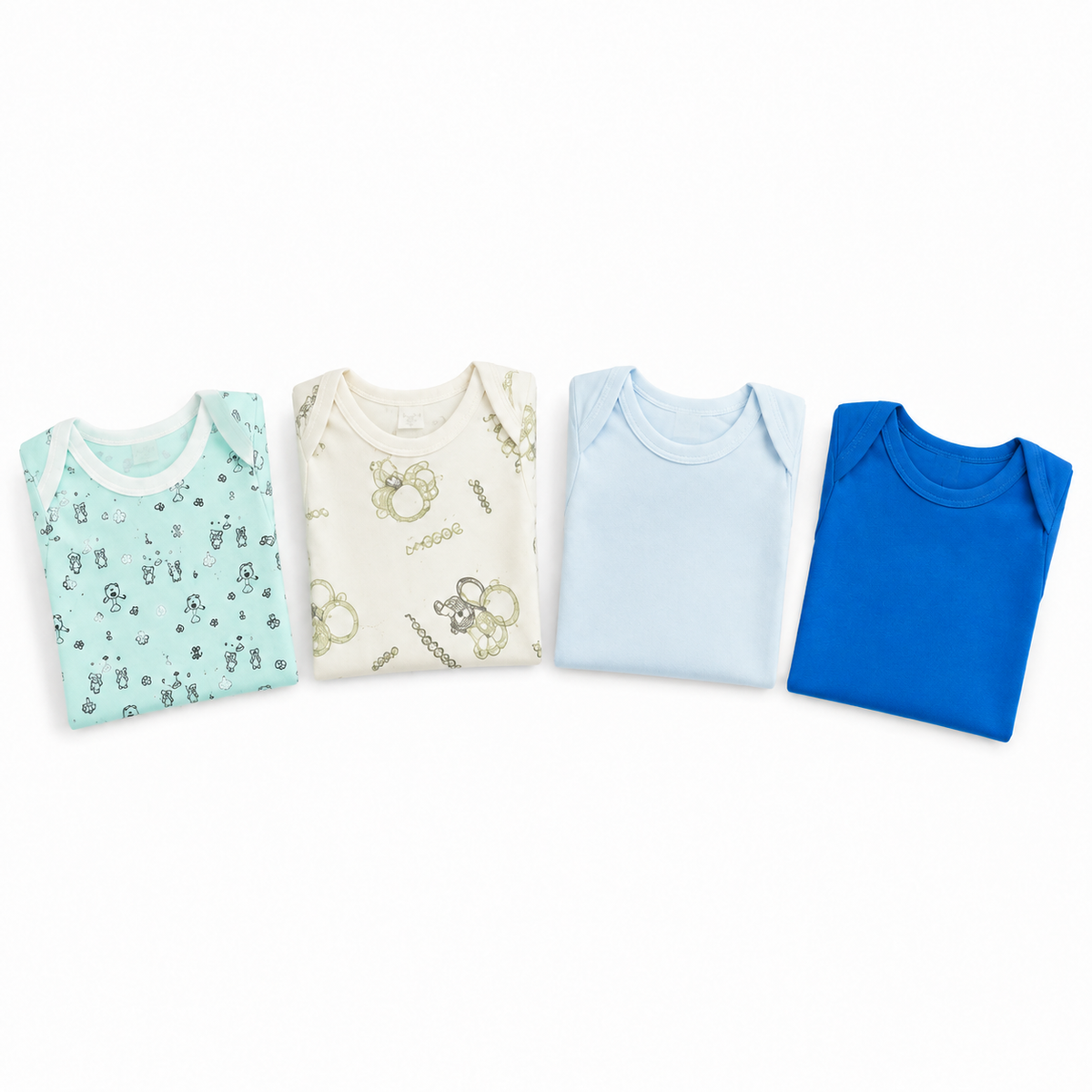 Unisex Baby Bodysuits 4-Pack – Astronaut & Mixed Prints, 6–9M