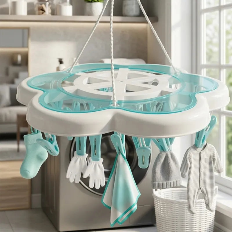 ENWEI 18 CLIPS FLOWER SHAPE HANGER HIGH QUALITY GREEN LAUNDRY SOLUTION