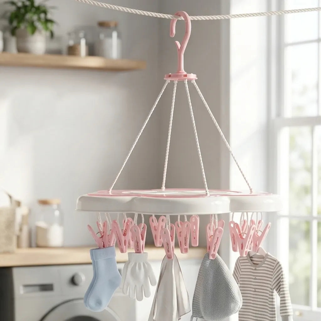 ENWEI 18 CLIPS FLOWER SHAPE HANGER HIGH QUALITY PINK LAUNDRY SOLUTION