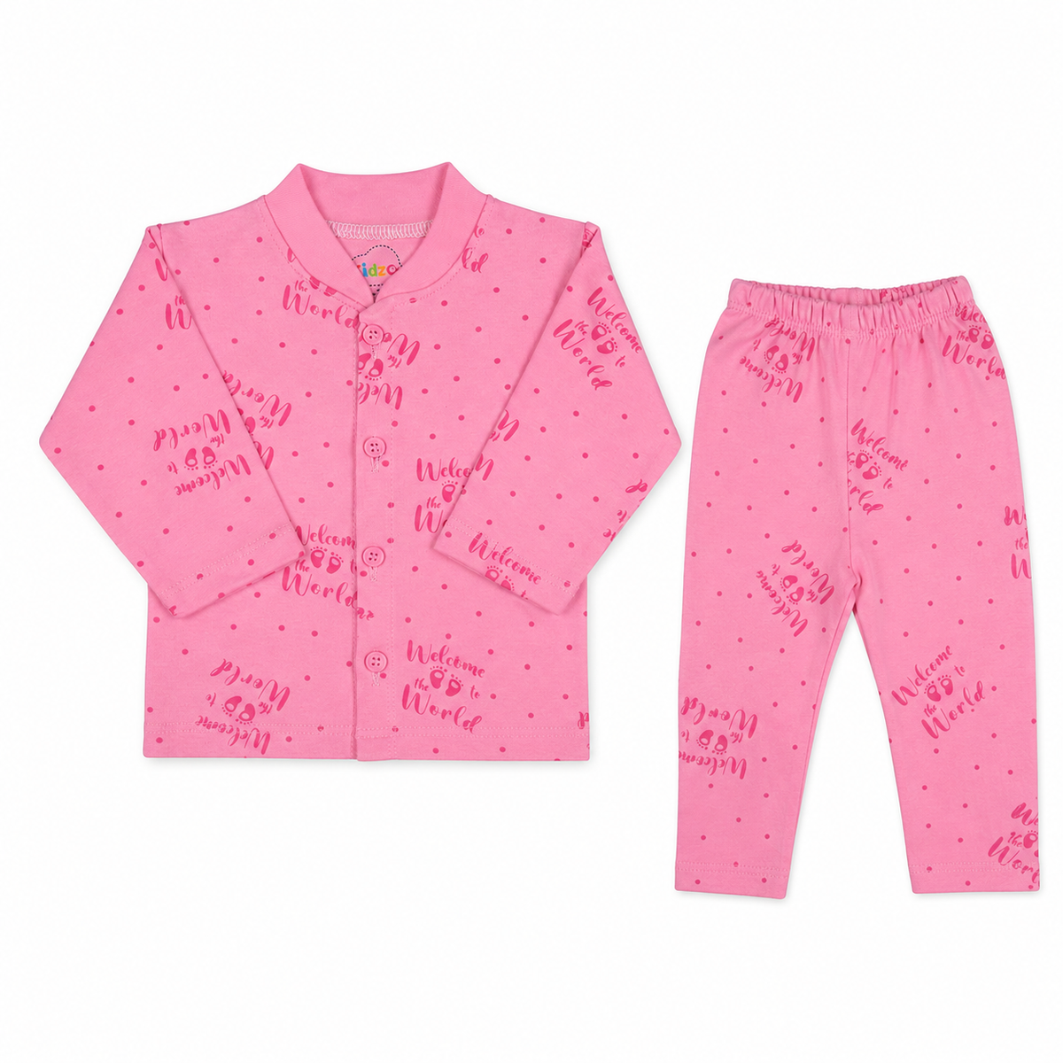 Kidzo Baby 2pcs Suit Welcome to The World Printed Pink