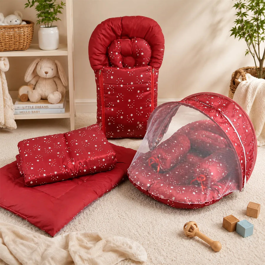 FIRST LOVE 8PCS BEDSET SILK PRINTED RED