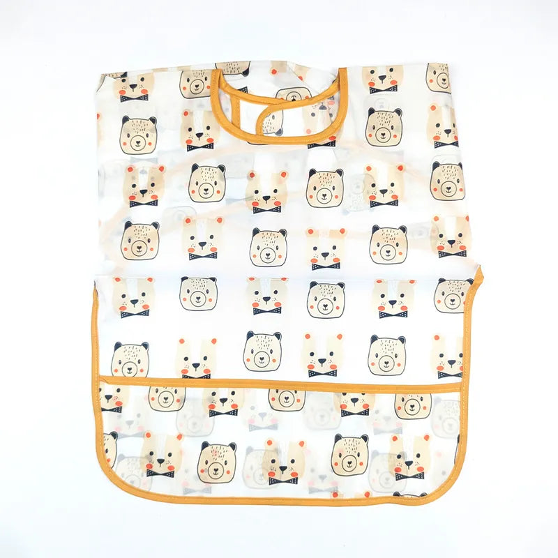 FULL COVERAGE LONG SLEEVE FEEDING BIB FOR BABIES BEAR PRINT