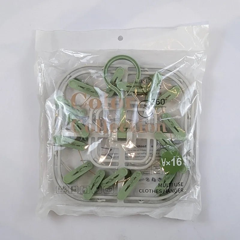 Green Edition Multi Use Laundry Hanger 16 Heavy-Duty Clips 360° Rotating