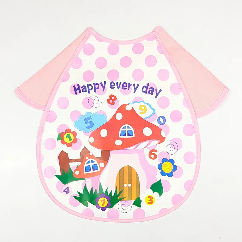HAPPY EVERY DAY PRINT BABY APRON BIB WATERPROOF FULL COVER