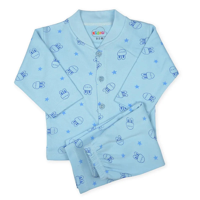 KIDZO BABY 2PCS SUIT BUNNY PRINTED BLUE