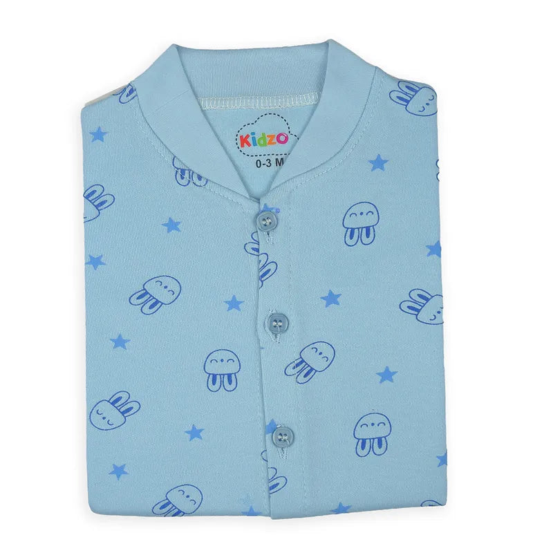 KIDZO BABY 2PCS SUIT BUNNY PRINTED BLUE
