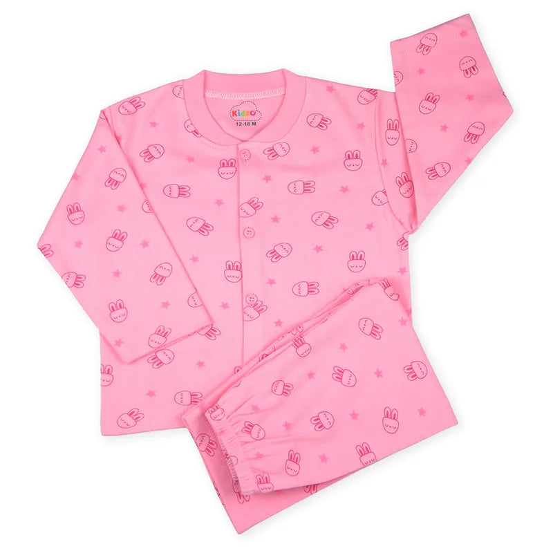 KIDZO BABY 2PCS SUIT BUNNY PRINTED PINK