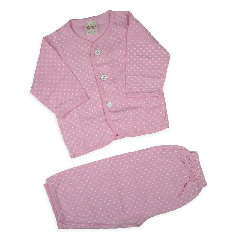 KIDZO BABY 2PCS SUIT DOTED PRINT PINK