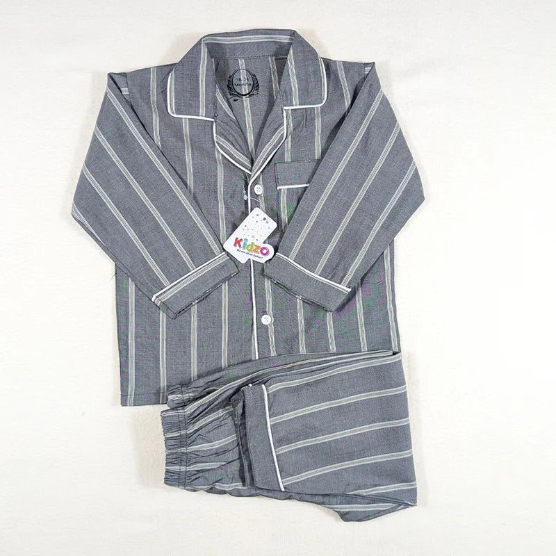 KIDZO BABY 2PCS SUIT LINE PRINTED GREY WITH POCKET - image 2