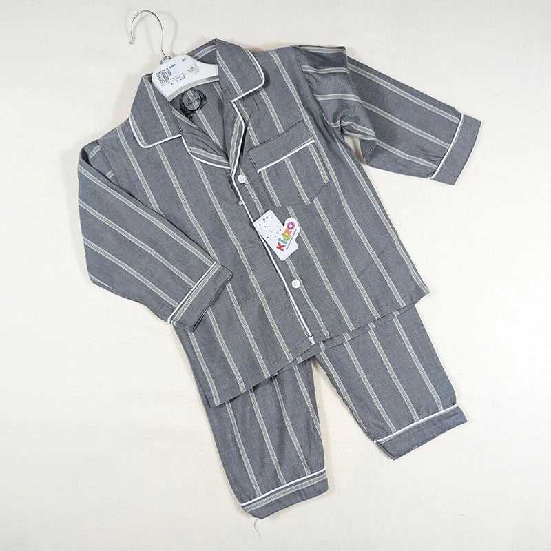 KIDZO BABY 2PCS SUIT LINE PRINTED GREY WITH POCKET - image 3