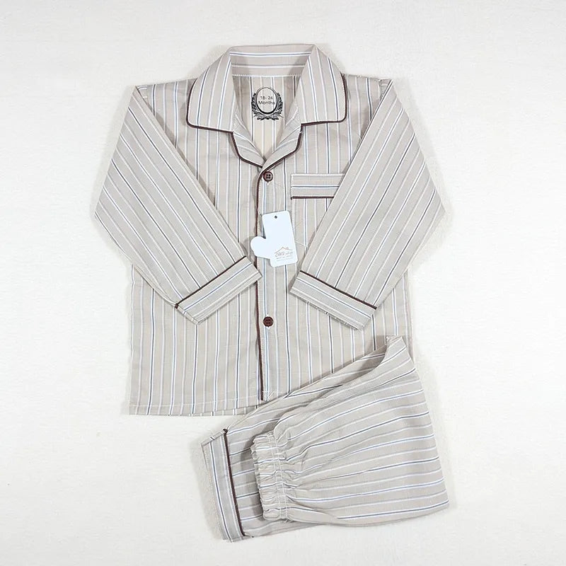 KIDZO BABY 2PCS SUIT LINE PRINTED LIGHT BROWN WITH POCKET - image 2