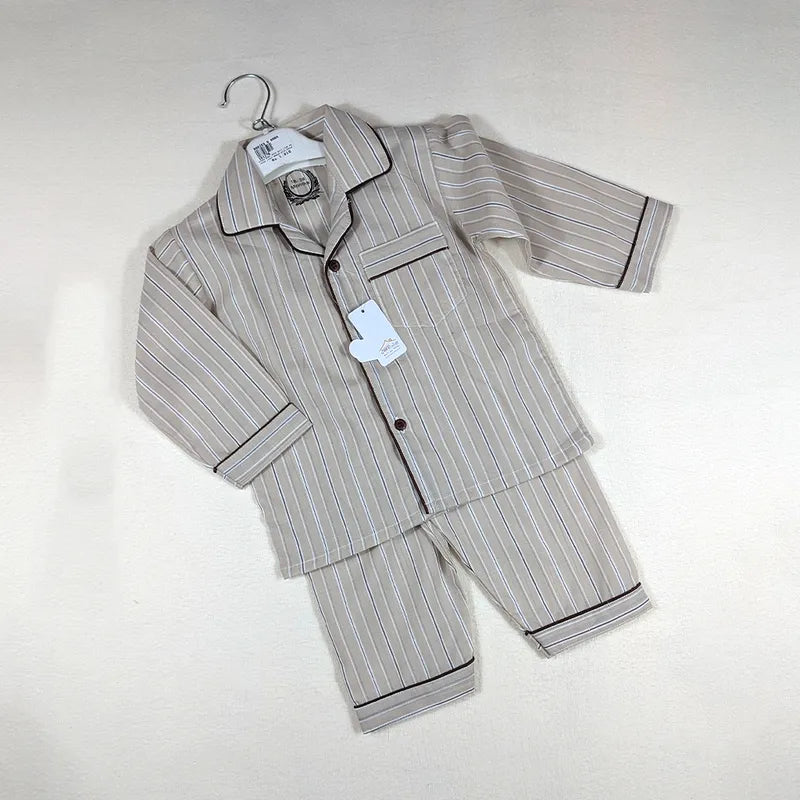 KIDZO BABY 2PCS SUIT LINE PRINTED LIGHT BROWN WITH POCKET - image 3