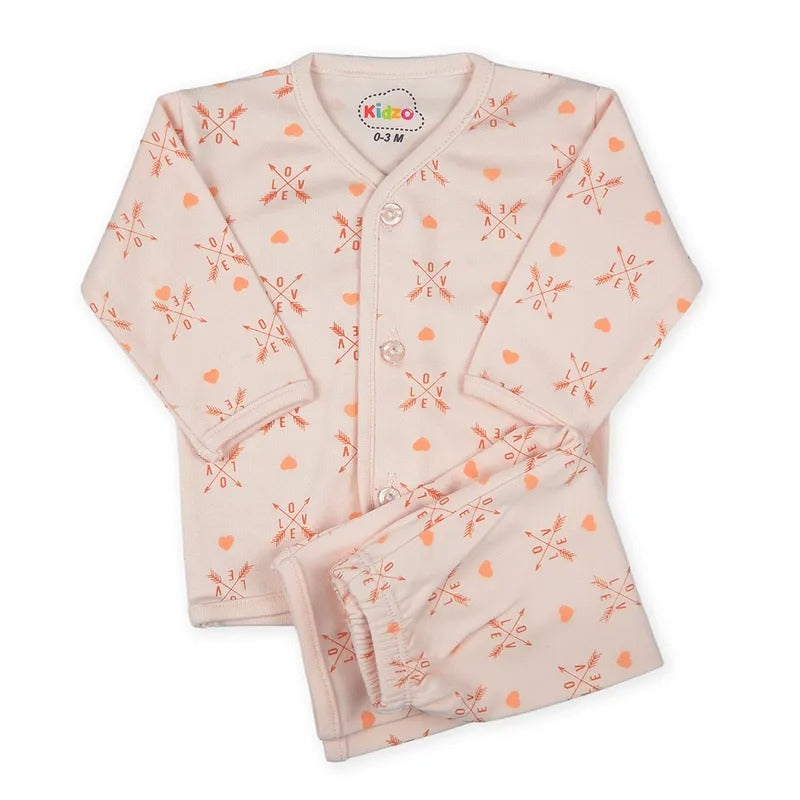 Kidzo Baby 2pcs Suit Love Printed Baby Pink – additional product view 2 of 4