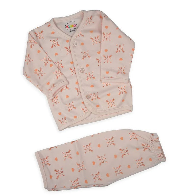 Kidzo Baby 2pcs Suit Love Printed Baby Pink – additional product view 3 of 4