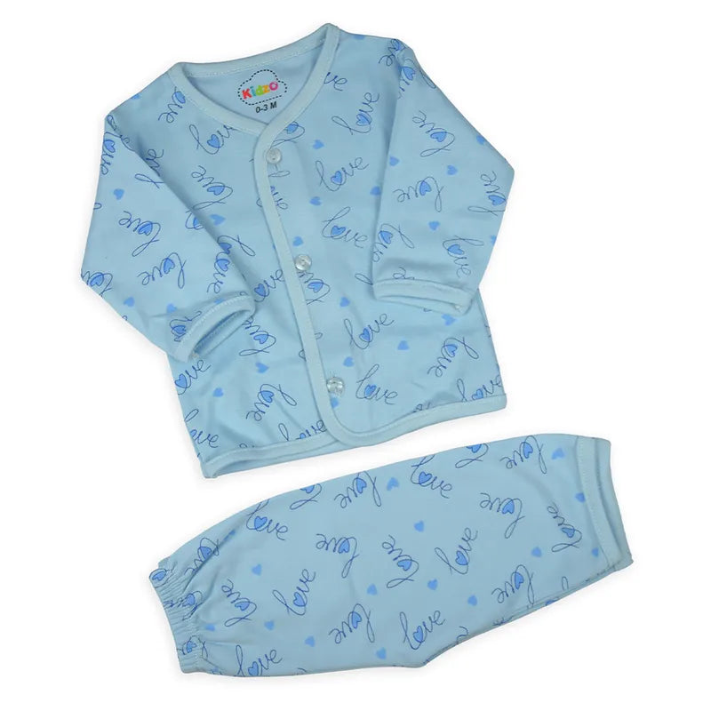 KIDZO BABY 2PCS SUIT LOVE PRINTED BLUE