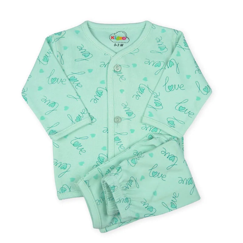 KIDZO BABY 2PCS SUIT LOVE PRINTED GREEN