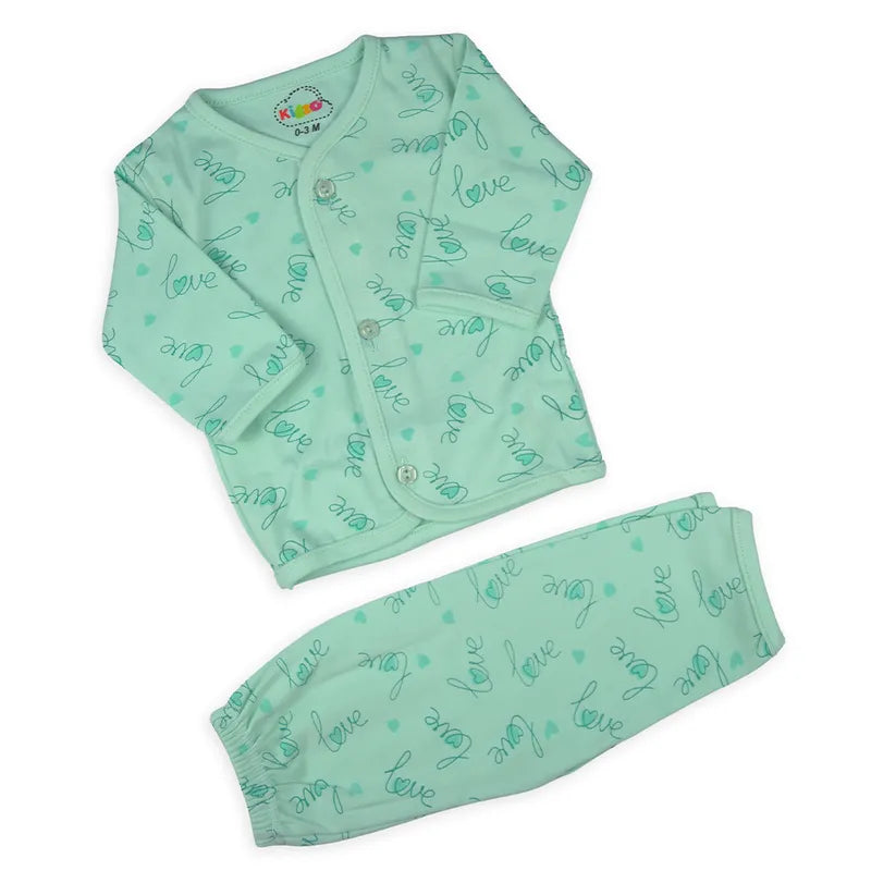 KIDZO BABY 2PCS SUIT LOVE PRINTED GREEN