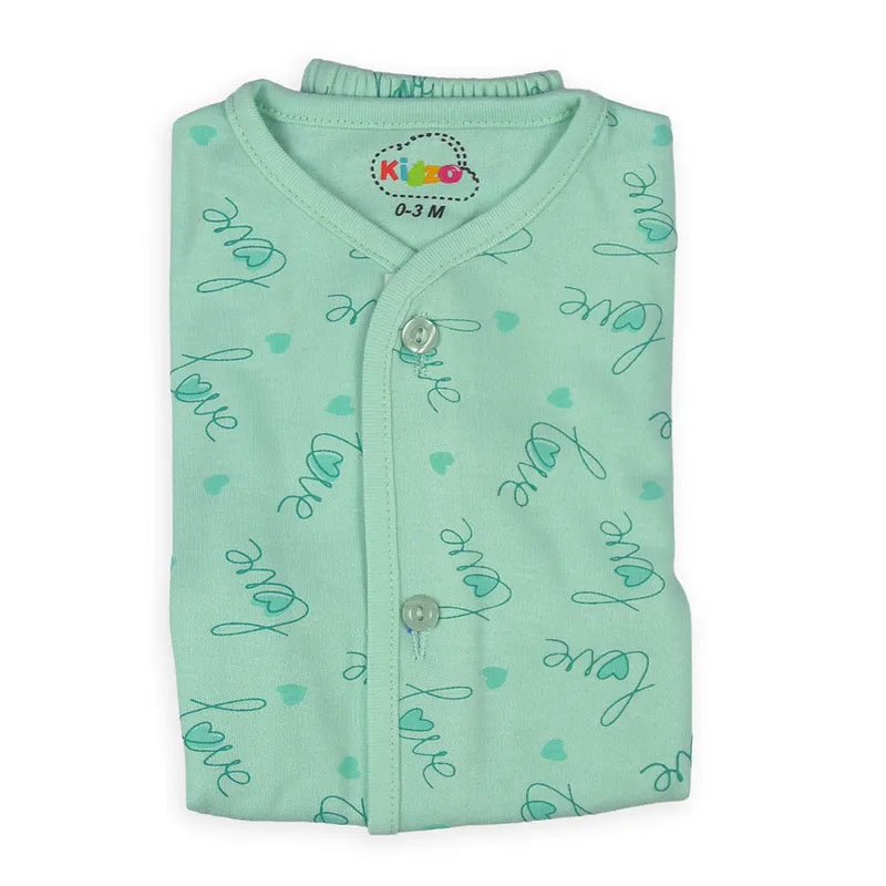 KIDZO BABY 2PCS SUIT LOVE PRINTED GREEN