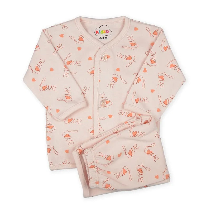 Kidzo Baby 2pcs Suit Love Printed Pink – additional product view 2 of 4
