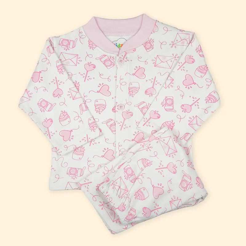 KIDZO BABY 2PCS SUIT PRINTED BABY PINK
