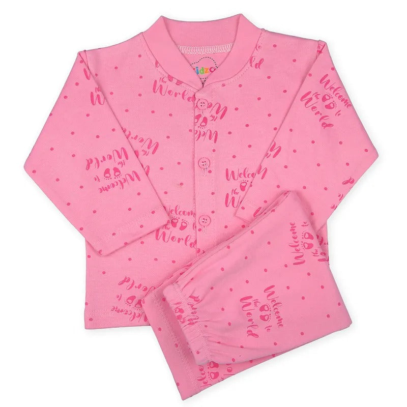 Kidzo Baby 2pcs Suit Welcome to The World Printed Pink – additional product view 2 of 3