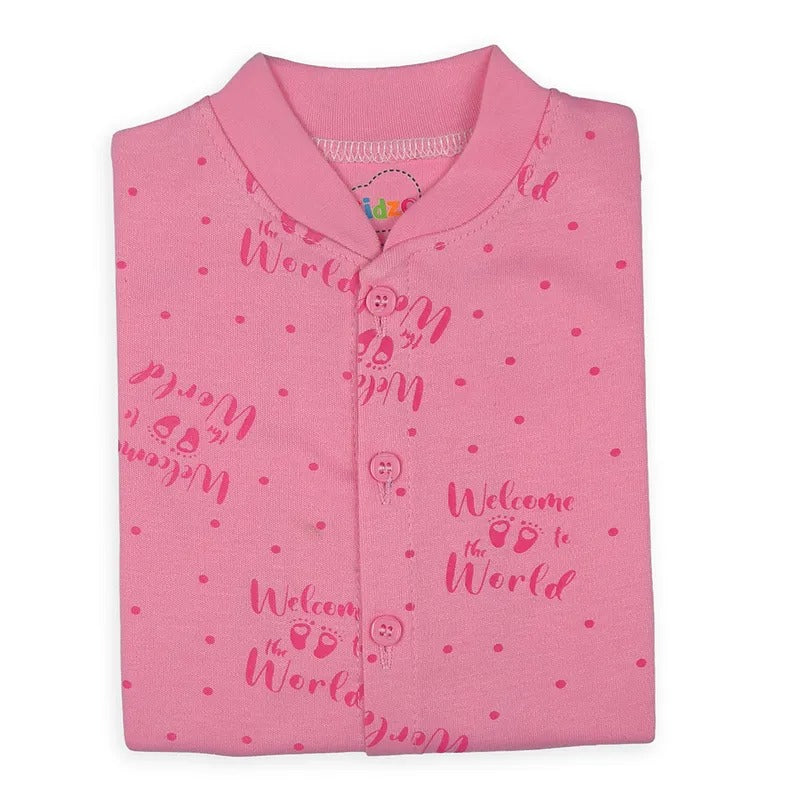Kidzo Baby 2pcs Suit Welcome to The World Printed Pink – additional product view 3 of 3