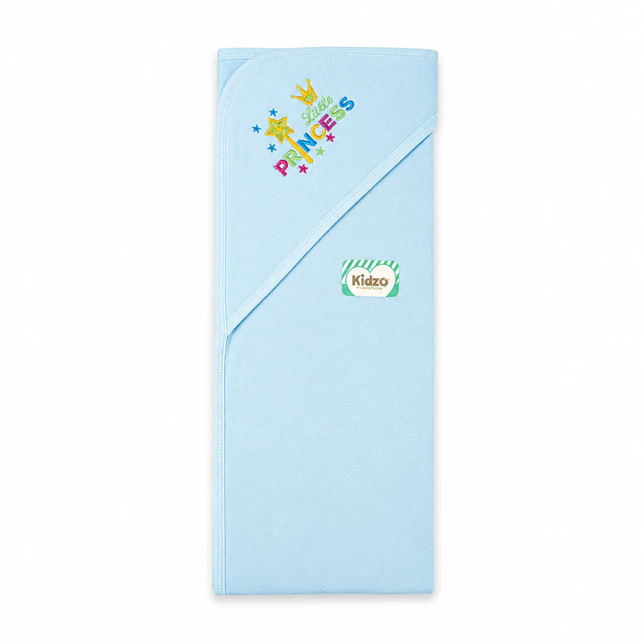 KIDZO BABY BATH TOWEL CAP PRINCESS BLUE