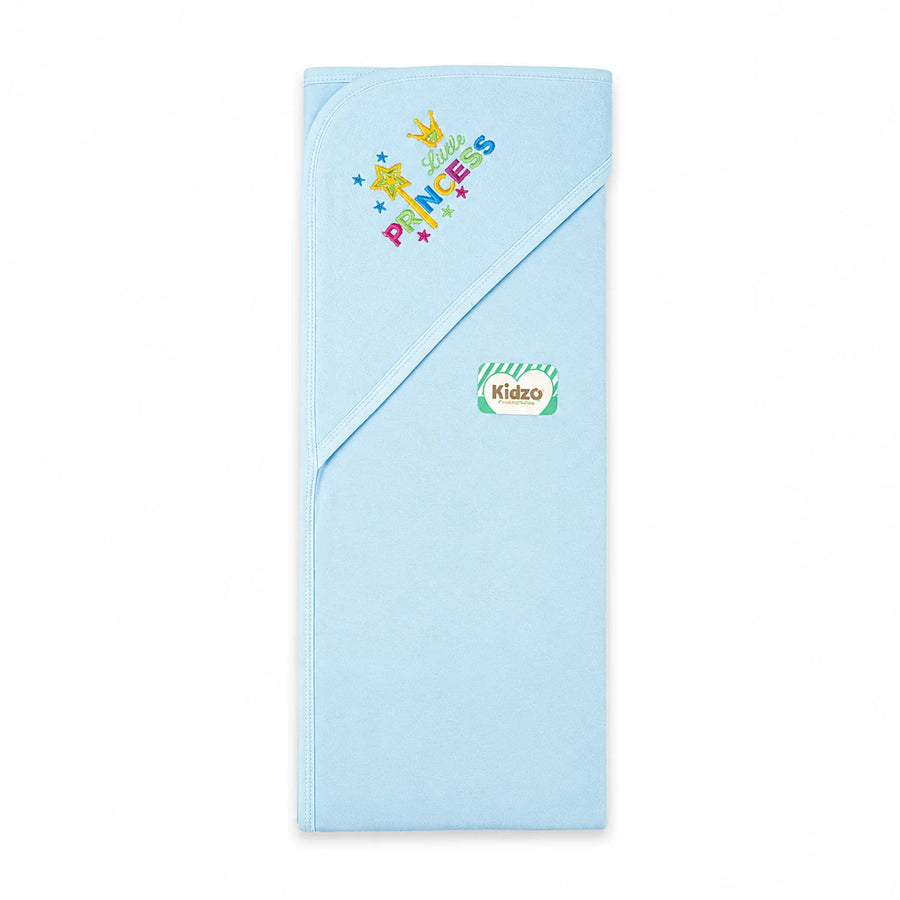 KIDZO BABY BATH TOWEL CAP PRINCESS BLUE