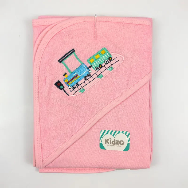 KIDZO BABY BATH TOWEL CAP TRAIN PINK - image 2