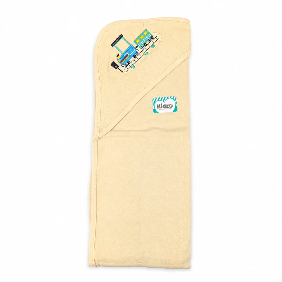 KIDZO BABY BATH TOWEL CAP TRAIN SKIN