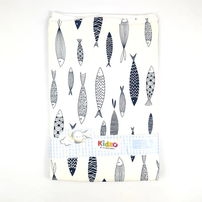 KIDZO BABY CHANGING SHEET FISH WHITE