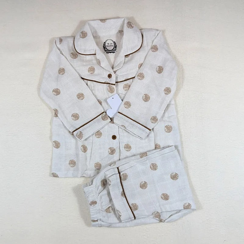 Kidzo Baby Night Suits Dotted Print Brown – additional product view 2 of 3