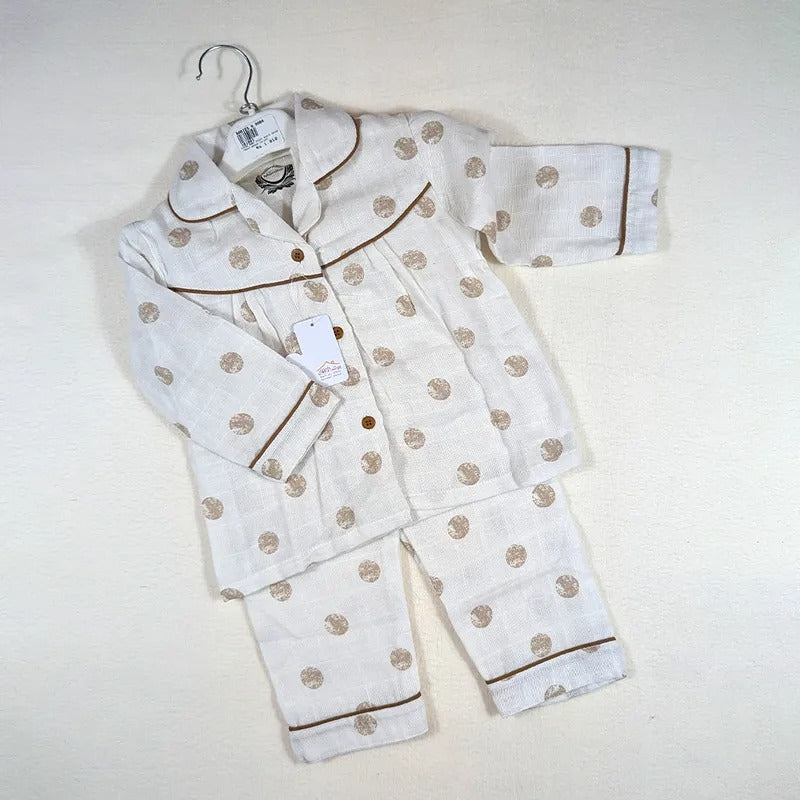 Kidzo Baby Night Suits Dotted Print Brown – additional product view 3 of 3