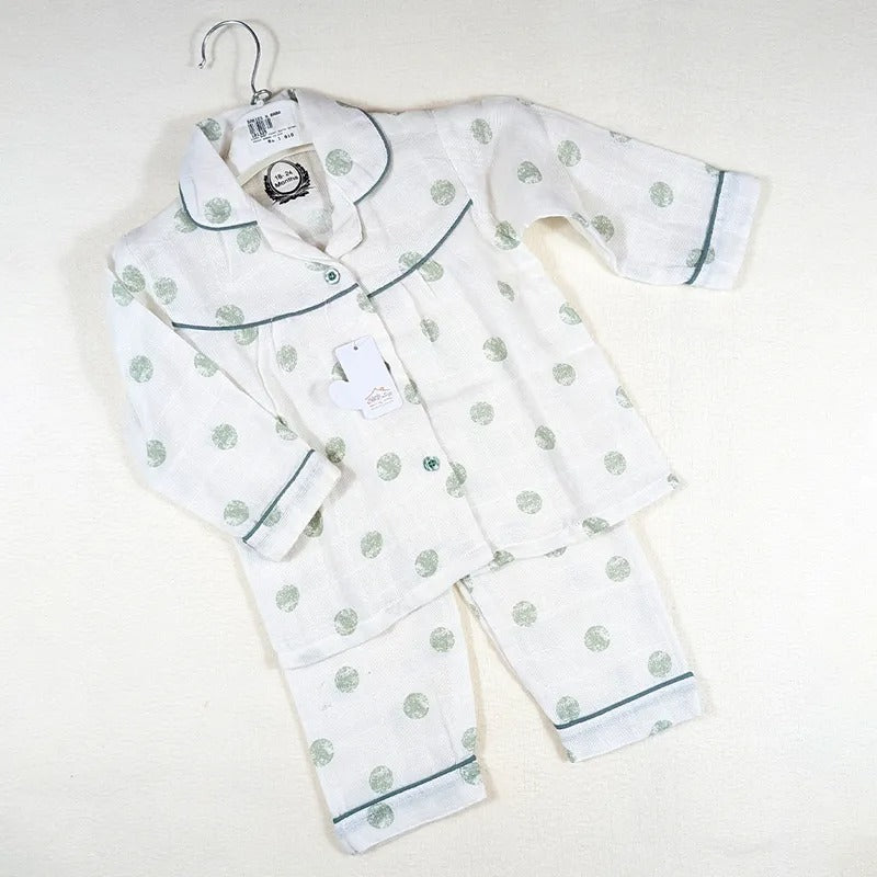 Kidzo Baby Night Suits Dotted Print Green – additional product view 3 of 3