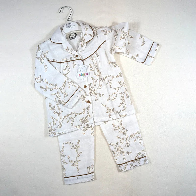 KIDZO BABY NIGHT SUITS FLORAL PRINT BROWN - image 3